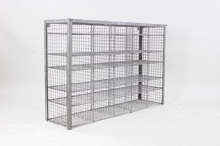 Industrial Galvanized Metal Wire Cubby Hole Shelving Rack