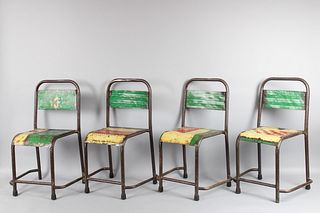 Set of 4 Handmade Recycled Oil Drum Children's Chairs