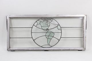 Stained Glass Window w/Earth's Western Hemisphere