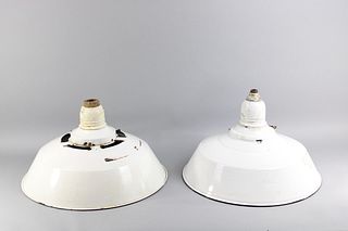 2 Pairs of White Industrial Metal Pendant Light Shades