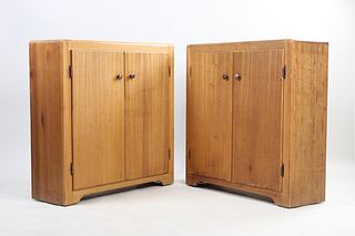 Pair of Minimalist Art Deco 2-Door Cabinets, 3 of 4