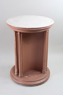 Large Pink & White Painted Wooden Pedestal