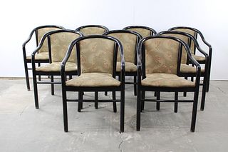 Lot of 9 Bentwood Black Upholstered Arm Chairs, 1 of 2