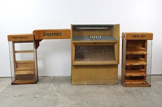 3 Piece Wood & Glass Mid-Century Modern Store Display Cabinets