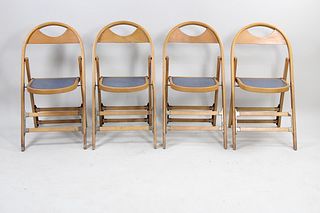 Set of 4 Curved Top Bentwood Folding Chairs
