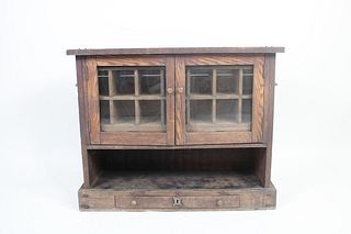 Glass Front Wood Table Top Curio Cabinet, Arts & Crafts