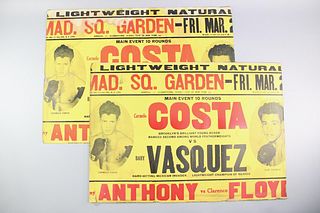 Lot of 2 1956 Boxing Posters, Vasquez vs. Costa Madison Square Garden