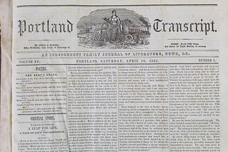 Portland Transcript Bound Newspaper 1851-2, Maine
