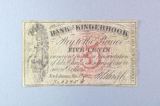 Kinderhook Bank 5 Cent Note, 1862, Tilden & Co New Lebanon NY 
