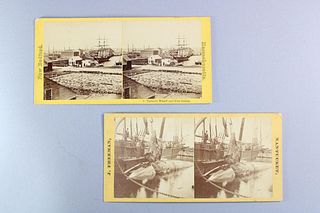 Lot of 2 Massachusetts Stereoview Photos, Nantucket Whaling & New Bedford