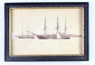 19th Century Photo, Schooner Ships in Hudson Harbor 1869 NYC