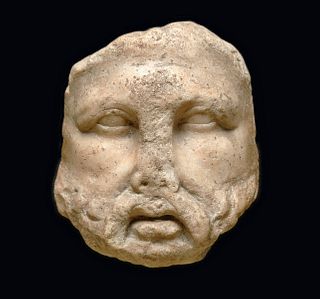 Greek Hellenistic Marble Face Fragment of Bearded Man