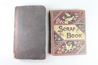 Lot of 2 Antique Scrapbooks w/100+ Pgs Ephemera,Holiday