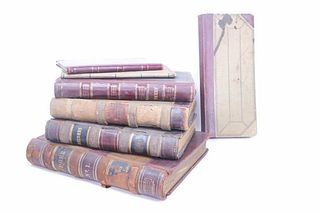 Lot of 7 Leather & Cloth Bound Money Ledgers, 1920's