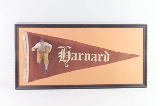Antique Framed Harvard University Football Felt Pennant