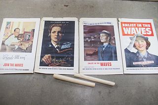 Collection 6 Large WAVES WAAC WWII Women's Auxillary Volunteer Navy Recruitment Posters