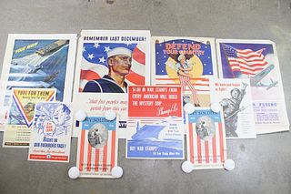 Collection of 10 WWI & WWII Army Navy Stamps Bonds War Posters