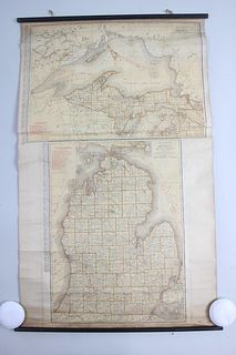 Rand McNally Wall Map Scroll of Michigan, Northern & Southern Peninsulas