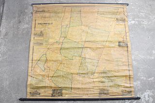 Large 1858 Wall Map Scroll of Columbia County, NY, Published by Balch 