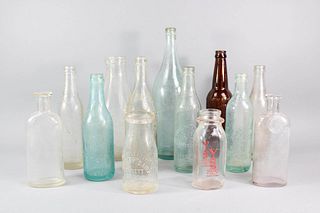 Lot of 13 Antique Hudson New York Glass Bottles