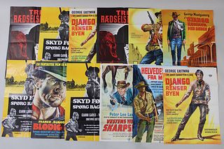 Lot of 12 Vintage 1960s Danish Western Horror Movie Posters