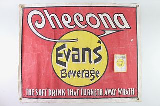 Checona Evans Soft Drink & Ale Banner Sign & Label 1900