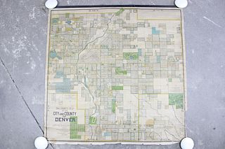 1905 Rollandet's Wall Map City and County of Denver, Colorado