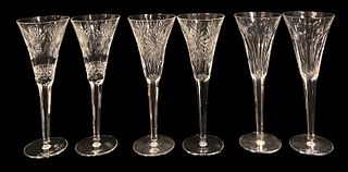 Set of Three WATERFORD Millennium Collection Crystal Flute Glasses With Boxes 