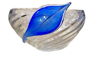 Signed KOSTA BODA ANNA EHRNER Leaf Detailed Art Glass Crystal Vase