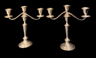 GORHAM Weighted Sterling Silver Convertible Candelabras, Two