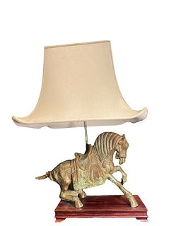 Chinese Bronze Horse Lamp