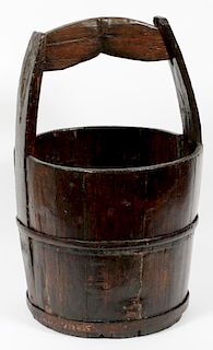 ANTIQUE CARVED WOOD BUCKET