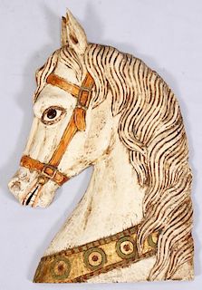 AMERICAN HAND CARVED & PAINTED WOOD HORSE SIGN