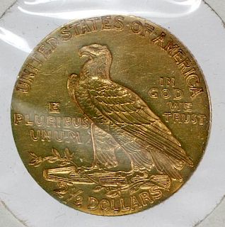 U.S. GOLD COIN $2.50C INDIAN CHIEF WALKING EAGLE
