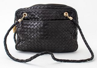 Bottega Veneta Black Woven Shoulder Bag