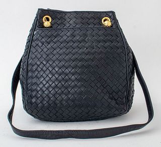 Bottega Veneta Black Woven Leather Shoulder Bag