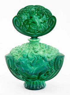 Art Deco Malachite Glass Perfume Bottle