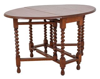 William & Mary Style Oak Side Drop Leaf Table