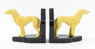 Pair of Art Deco Figural Ceramic Dog Bookends, 2