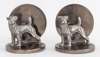 Art Deco Chromed Steel Fox Terrier Dog Bookends, 2
