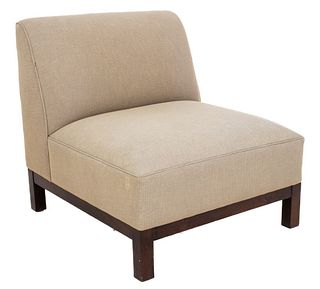 Modern Beige Upholstered Lounge Armchair