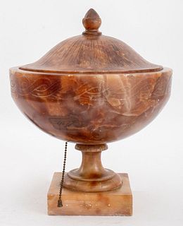 Neoclassical Style Tinted  Alabaster Urn Lamp
