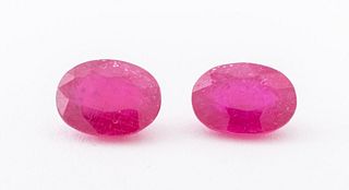 3.55 Cttw. Pair of Loose Oval-Cut Ruby Stones