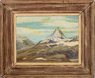 E.N Goodwin "Snow Mountain" Landscape Oil on Panel