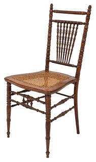 American Victorian Turned Caned Side Chair,  1890