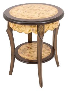 Country Floral Painted Gueridon Accent Table