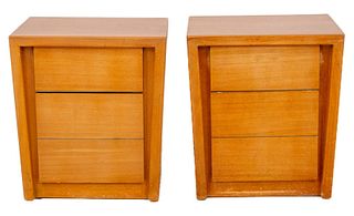 Mid-Century Modernage Blond Wood Bed Tables, 2