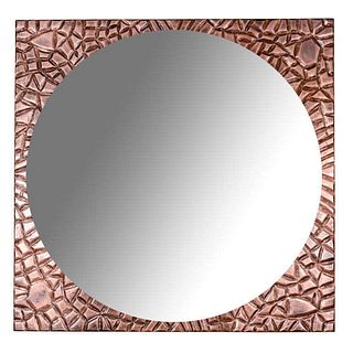 Mid-Century Modern Mirror Rusticated Copper Framed