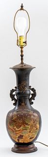 Japanese Satsuma Vase Mounted As A Lamp