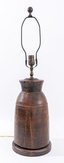 American Wooden Butterchurn Mounted as a Lamp
